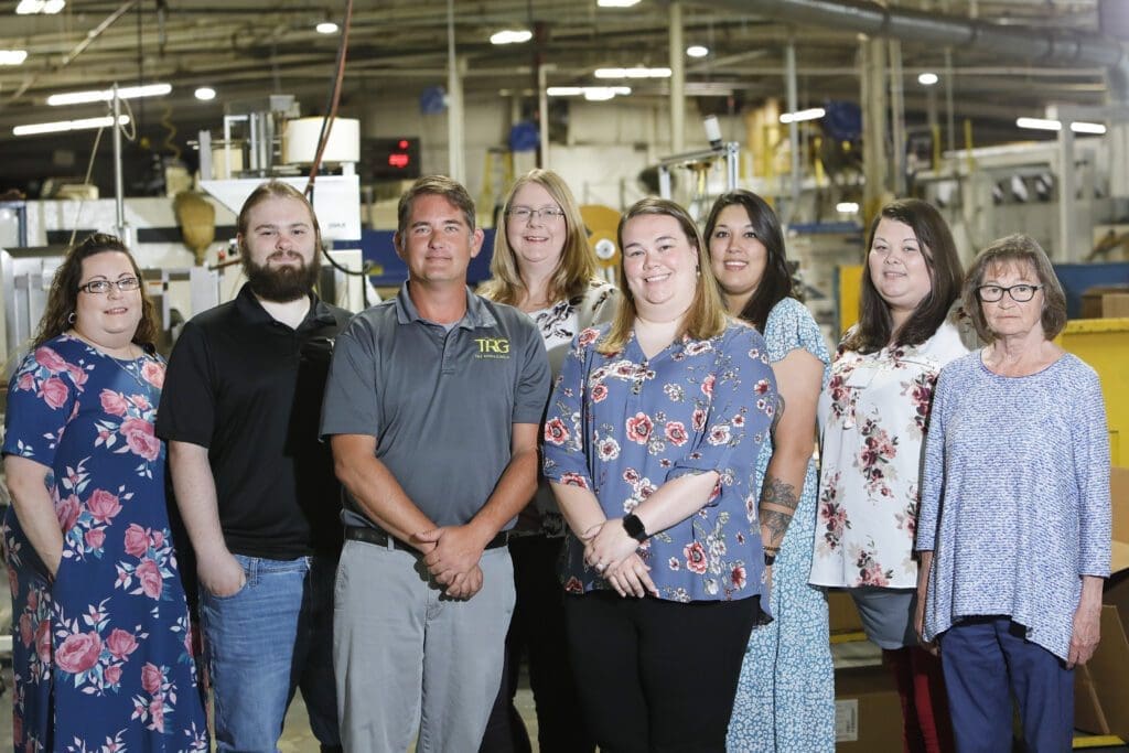 Skye Stephens (Bottom row-far right)  Customer Service Representative
Josh Hartman (Bottom row-second from right)  Customer Service Manager
Teresa Gilliland (Top row-far Right)  Accounting Clerk
Crystal Dutton (Top row-second from right)  Production Resource Coordinator
Kayla Carmack (Top row-third from right)  Customer Service Representative
Angie Riley (Top row-fourth from right)  Customer Service Representative
Chase Wood (Top row-fifth from right)  Structural Designer
Andrea Younger (Top row-sixth from right)  Customer Service Representative